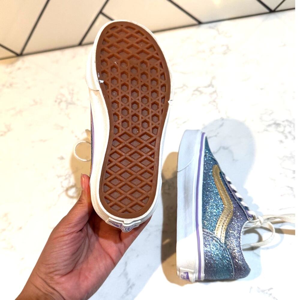 Vans Kids' Old Skool sneakers "Ombre Glitter" Blue/Purple colorway size 10.5 - Picture 8 of 8